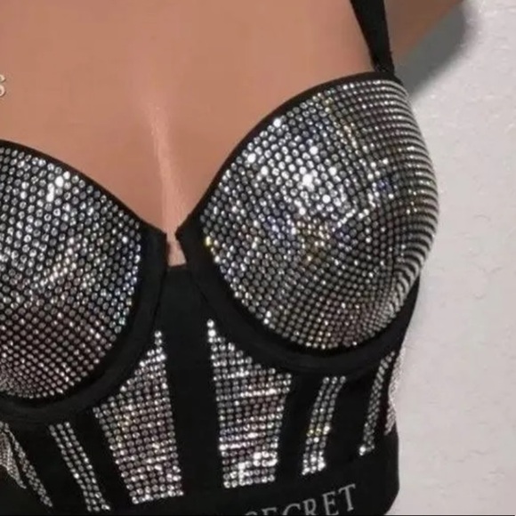 LUXURY VICTORIA'S SECRET VS X BALMAIN SWAROVSKI LONG LINED BRA - Picture 10 of 11